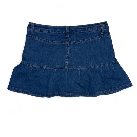 vintage vtg y2k punk ruffle denim mini skirt skort size L - Picture 3 of 5